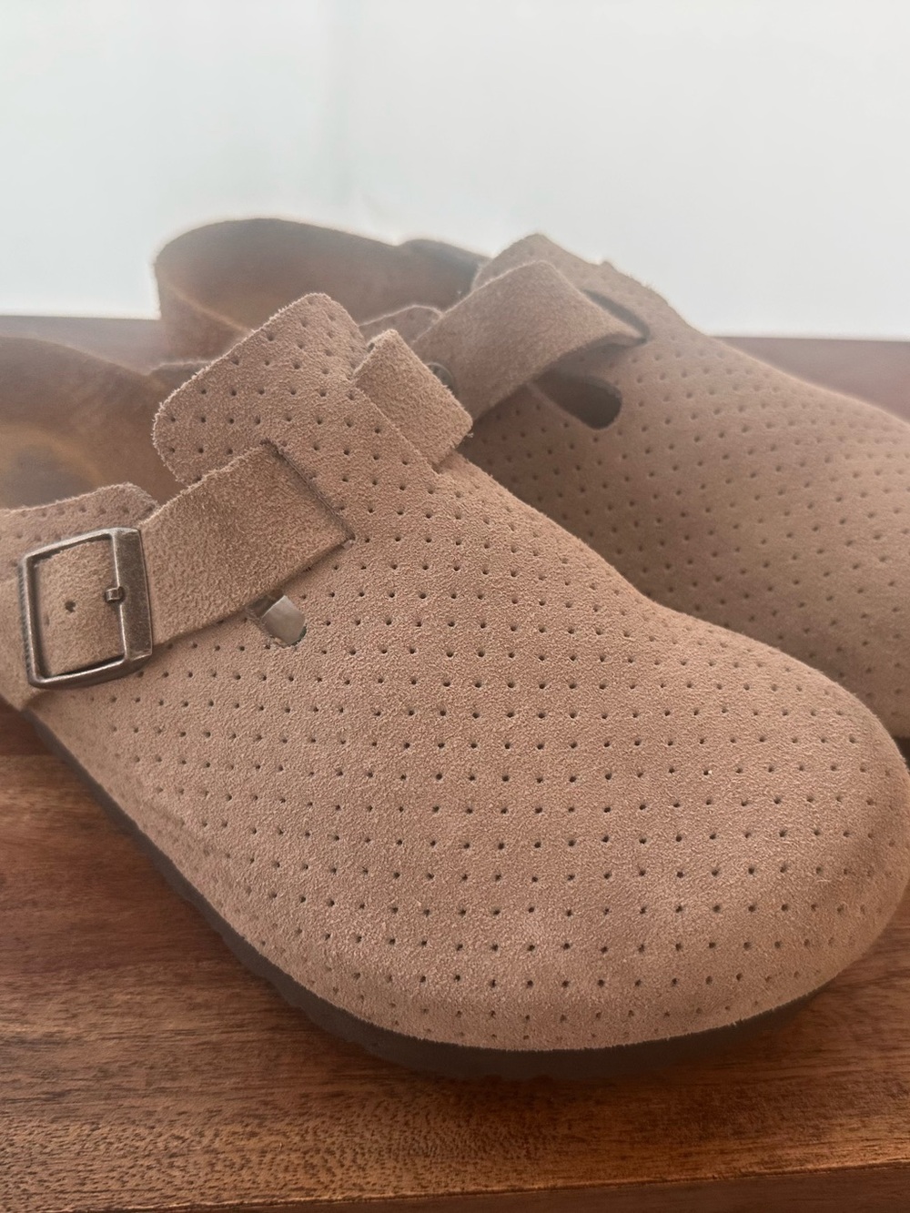 Birkenstock Boston Suede slip ons in Dotted Stone color - Picture 2 of 4